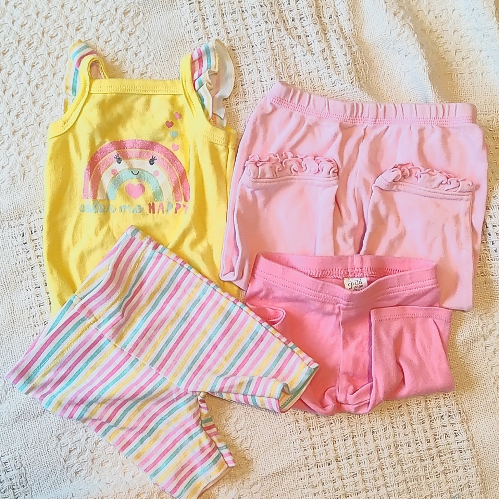 "Color Me Happy" Size 6-9 Month Bundle Pants Onesie Pink Rainbow